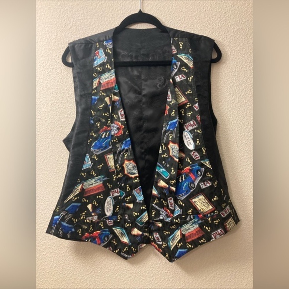 Vintage Graduation vest, Nicole Miller unisex printed vest